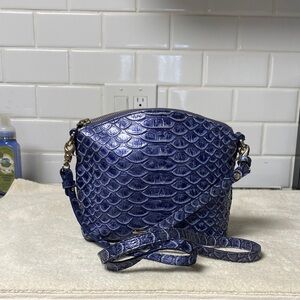 Brahmin Navy Embossed Crossbody Bag